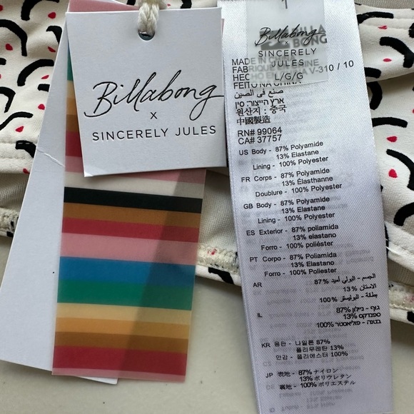 Billabong Sincerely Jules Sweet Siesta Crop Tank Bikini Top Size Large NWT - Picture 11 of 14